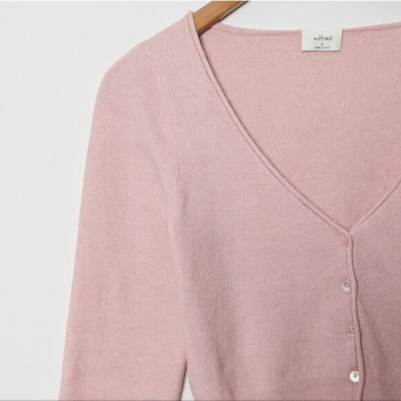WILFRED Santorini Cardigan Sweater Cashmere Wool Dawn Pink M Medium Aritzia - Picture 12 of 16